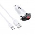 Borofone Car charger BZ15 Auspicious COM  USB to MicroUSB cable white